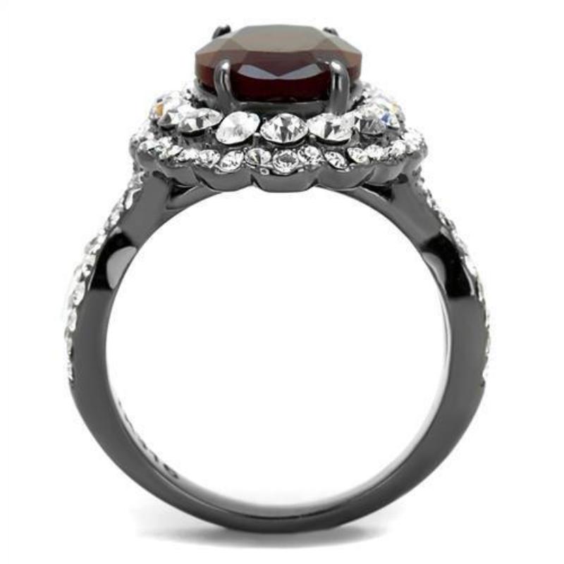 IP Light Black Stainless Steel Ring with Synthetic Synthetic Glass in Siam