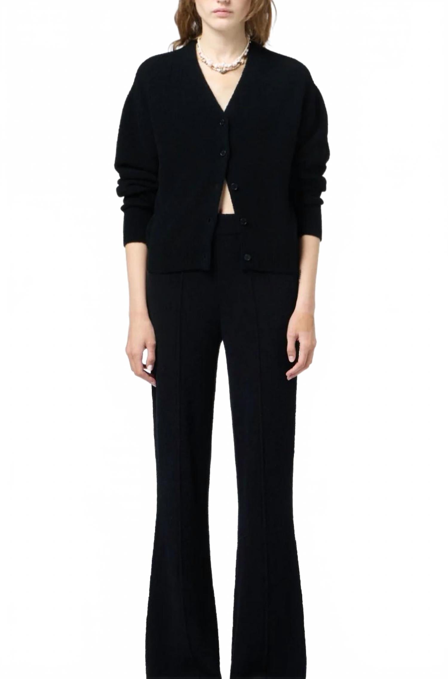 Boucle Collegiate Cardigan In Black