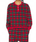 Plush Fleece Henley Sleep Sweatshirt In Cedarwoods Plaid