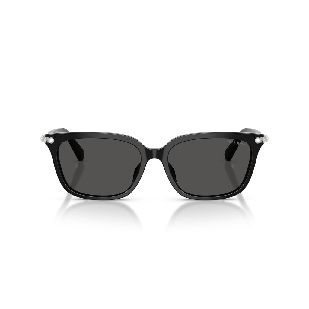 0Sk6064D Rectangular Black Acetate Sunglasses with Crystal-Embellished Hinges