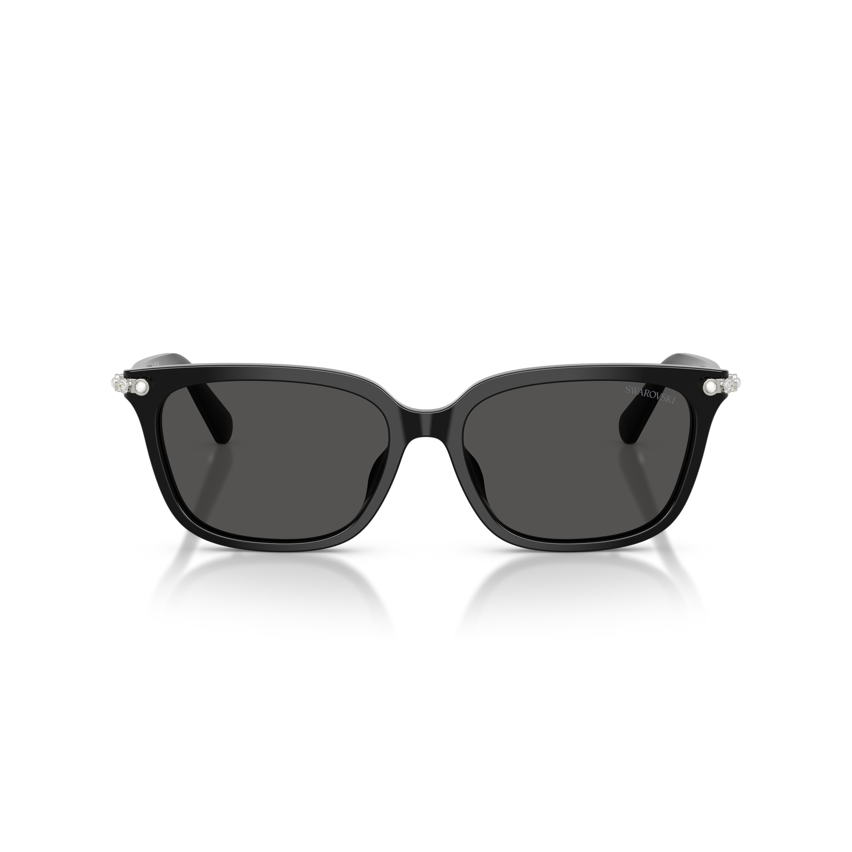 0Sk6064D Rectangular Black Acetate Sunglasses with Crystal-Embellished Hinges