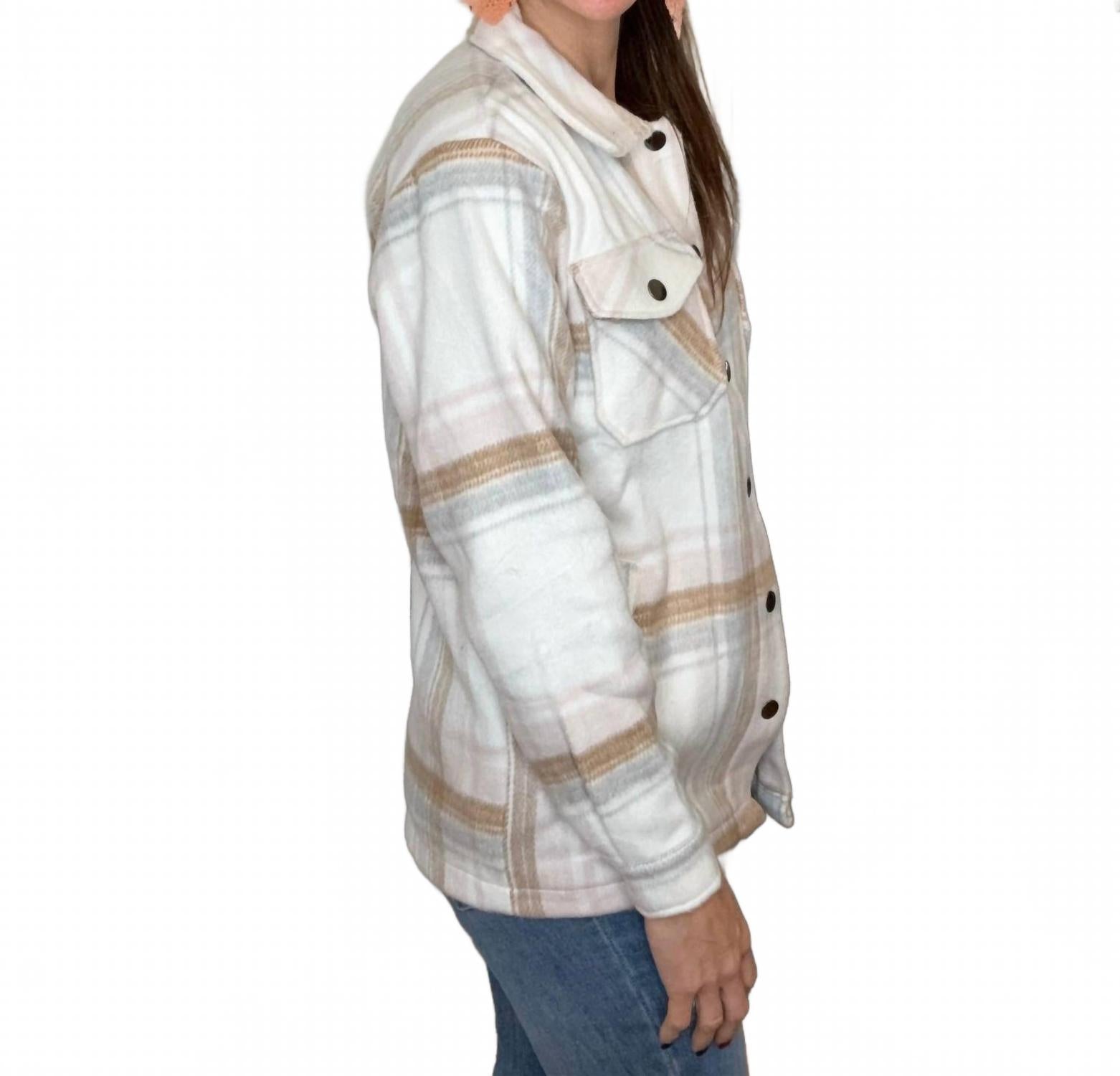 Norah Plaid Shacket In Blush