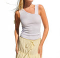 Rib Strap Tank Top In White