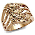 IP Rose Gold(Ion Plating) Brass Ring with AAA Grade CZ in Metallic Light Gold