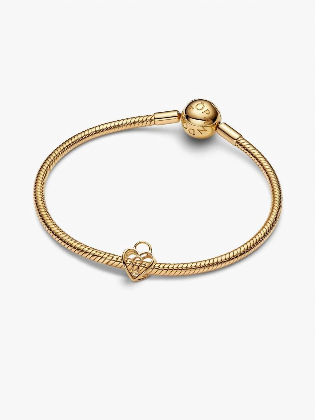 Openwork Heart Padlock Charm In Gold