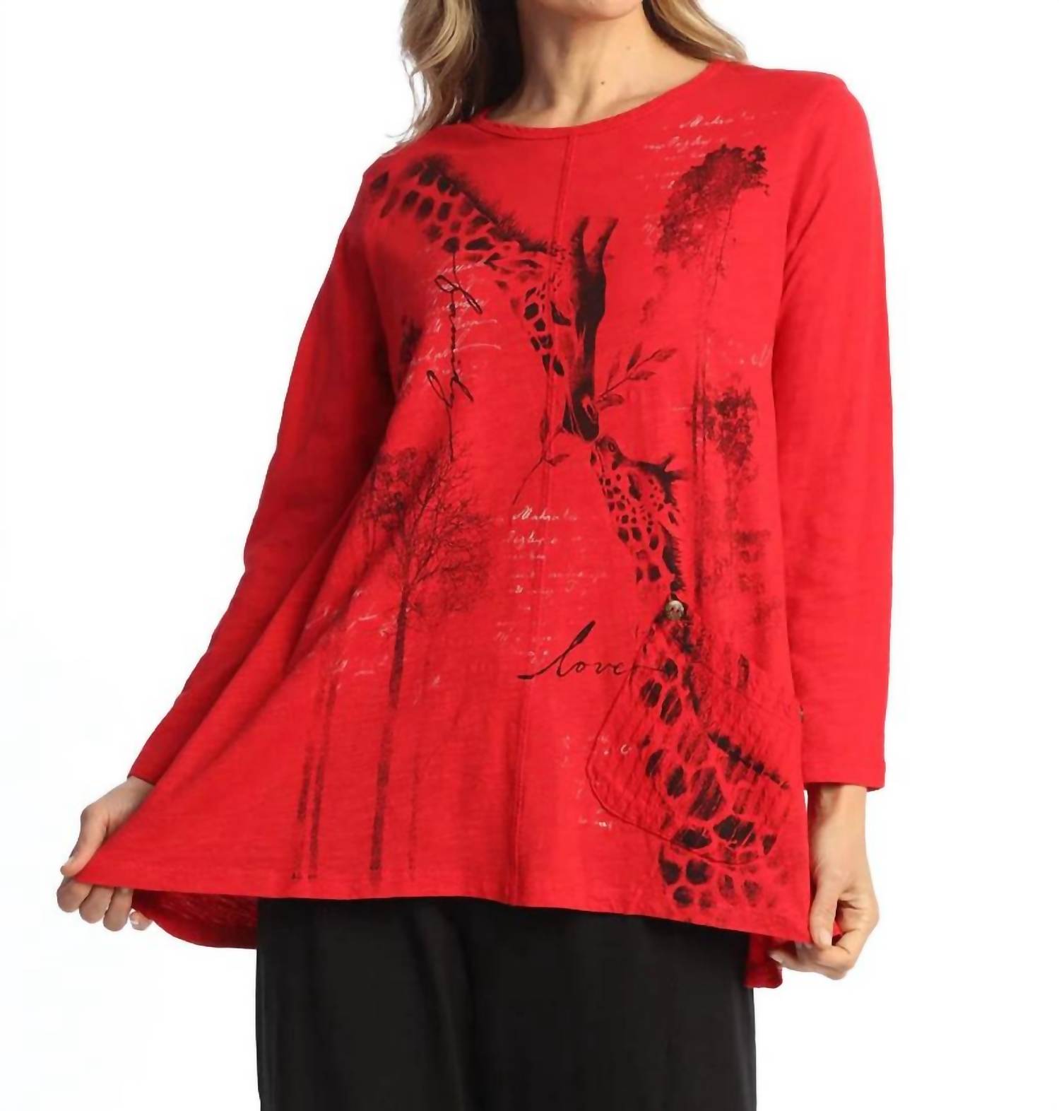 Single Pocket Safari Top In Red/ Black