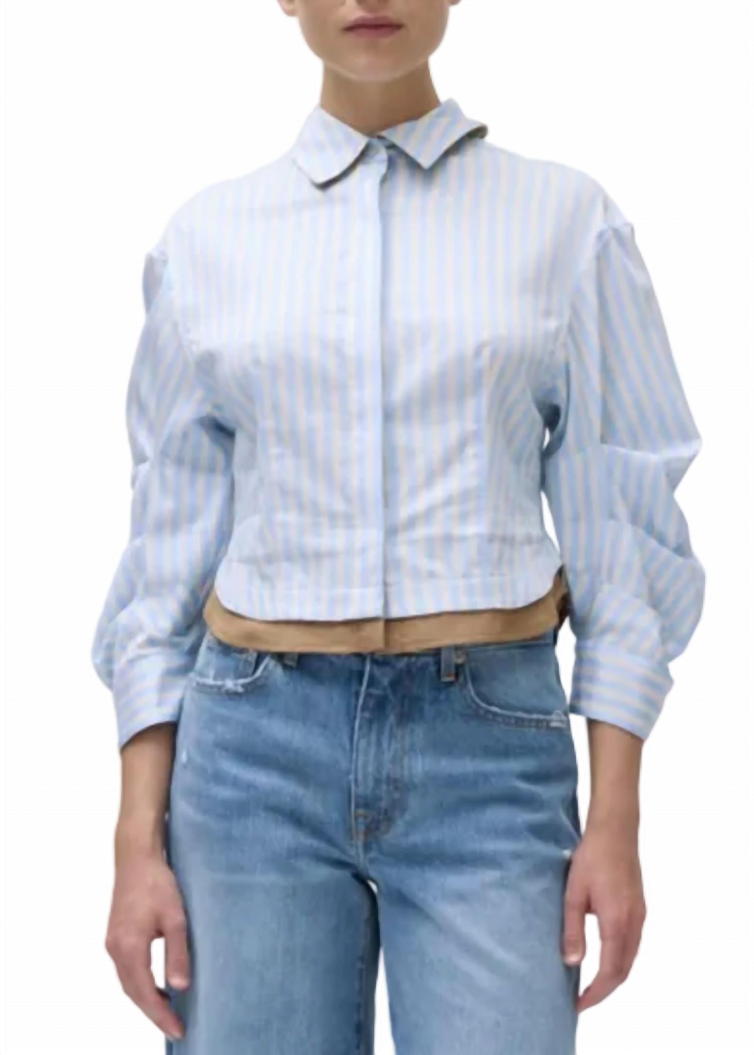 Boone Combo Shirt In Hydrangea Blue Stripe