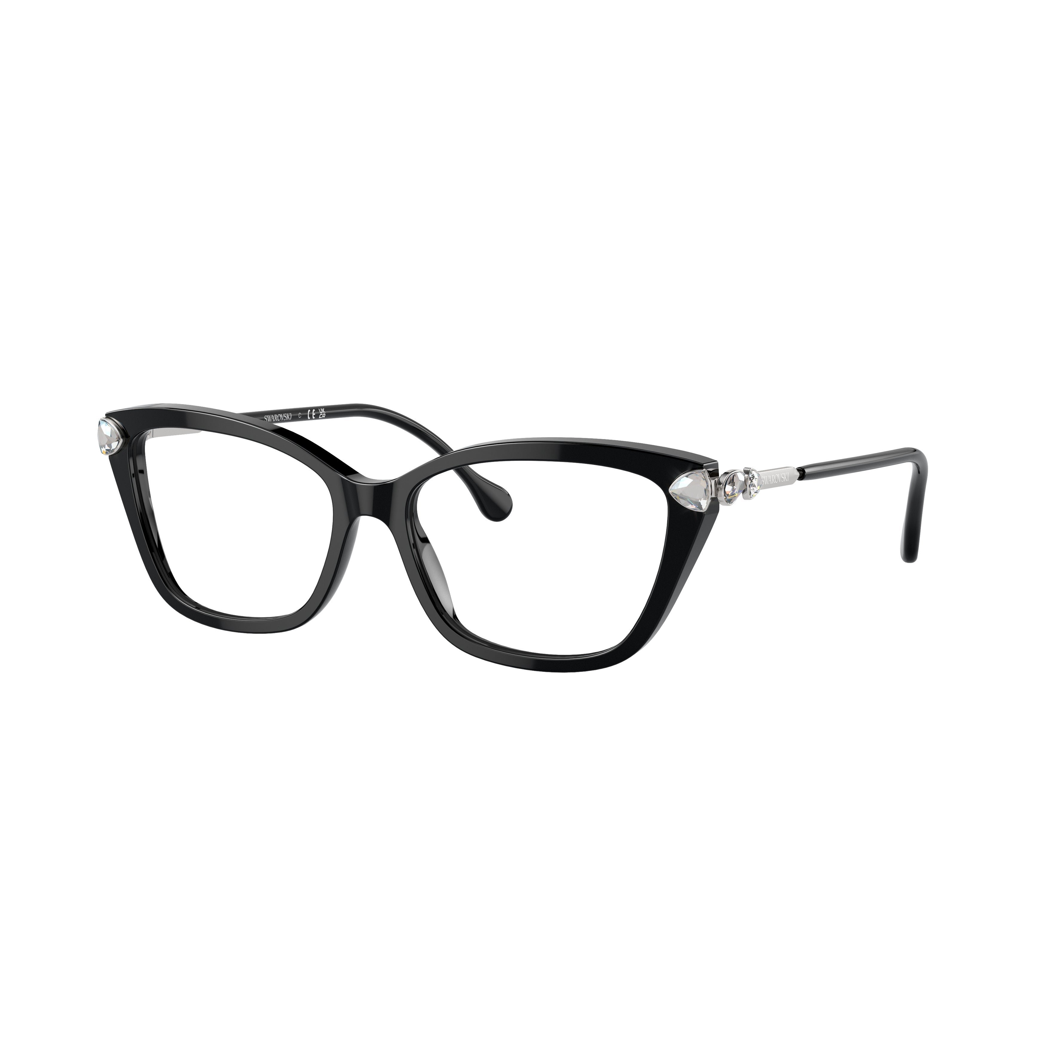 0Sk2011 Black Acetate Cat-Eye Eyeglasses with Crystal Accents