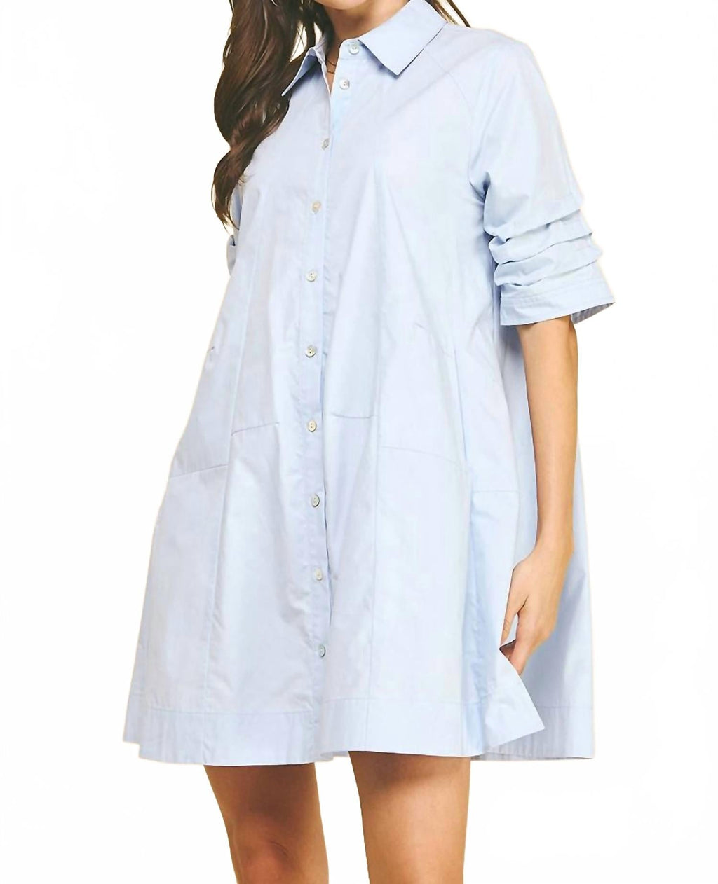 Knee Length Dress In Light Blue