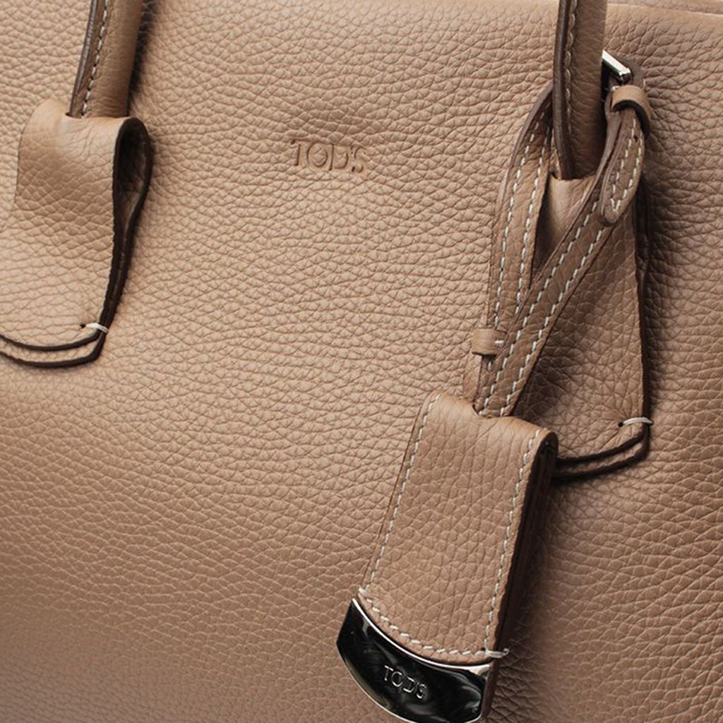 Taupe Brown Leather Tote Bag