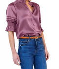 Luxe Fleamarket Embroidered Top In Beet Root