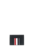 Black Pebble Grain Leather Double Card Holder