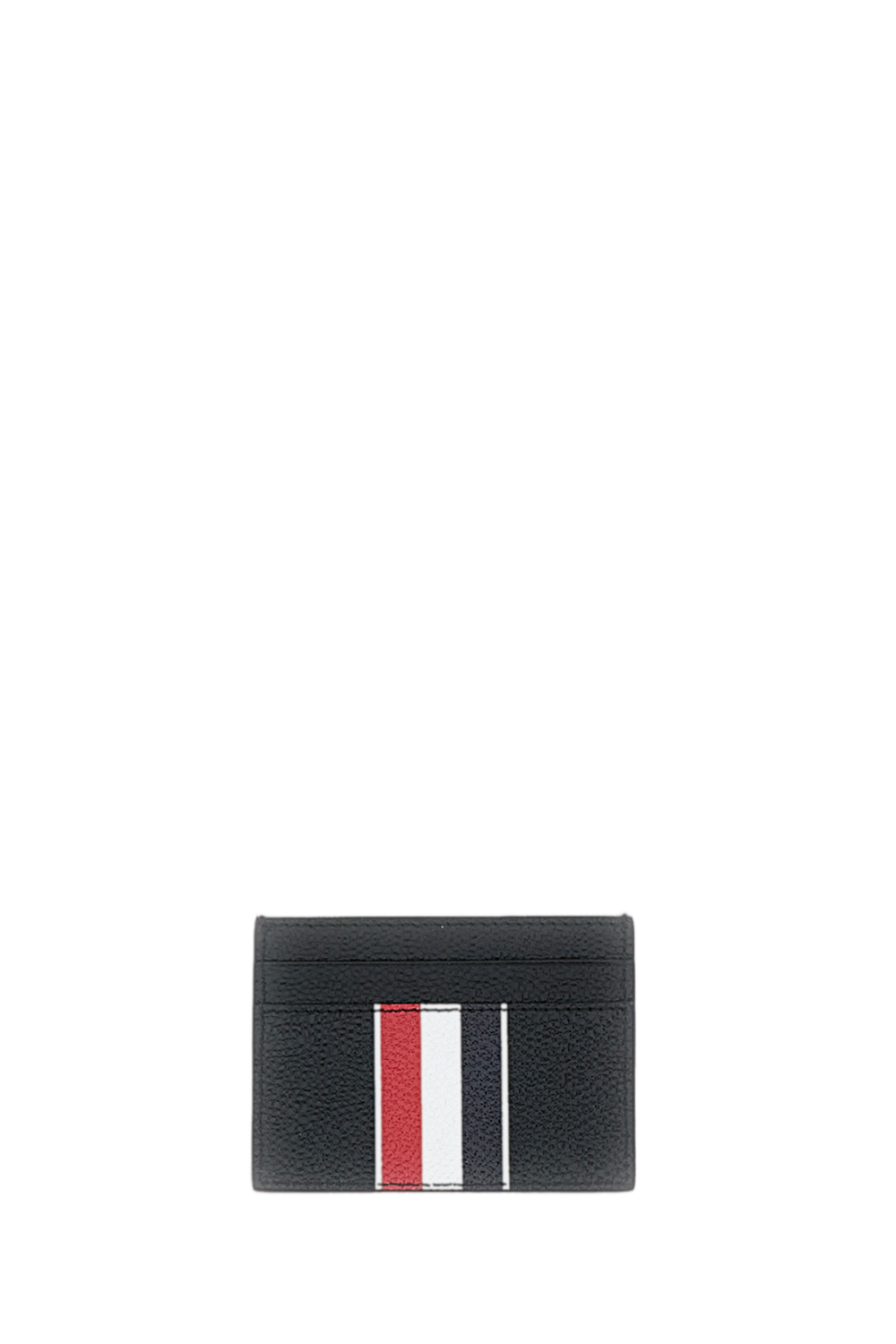 Black Pebble Grain Leather Double Card Holder