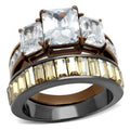 IP Light Black & IP Light coffee Stainless Steel Ring with AAA Grade CZ in Clear