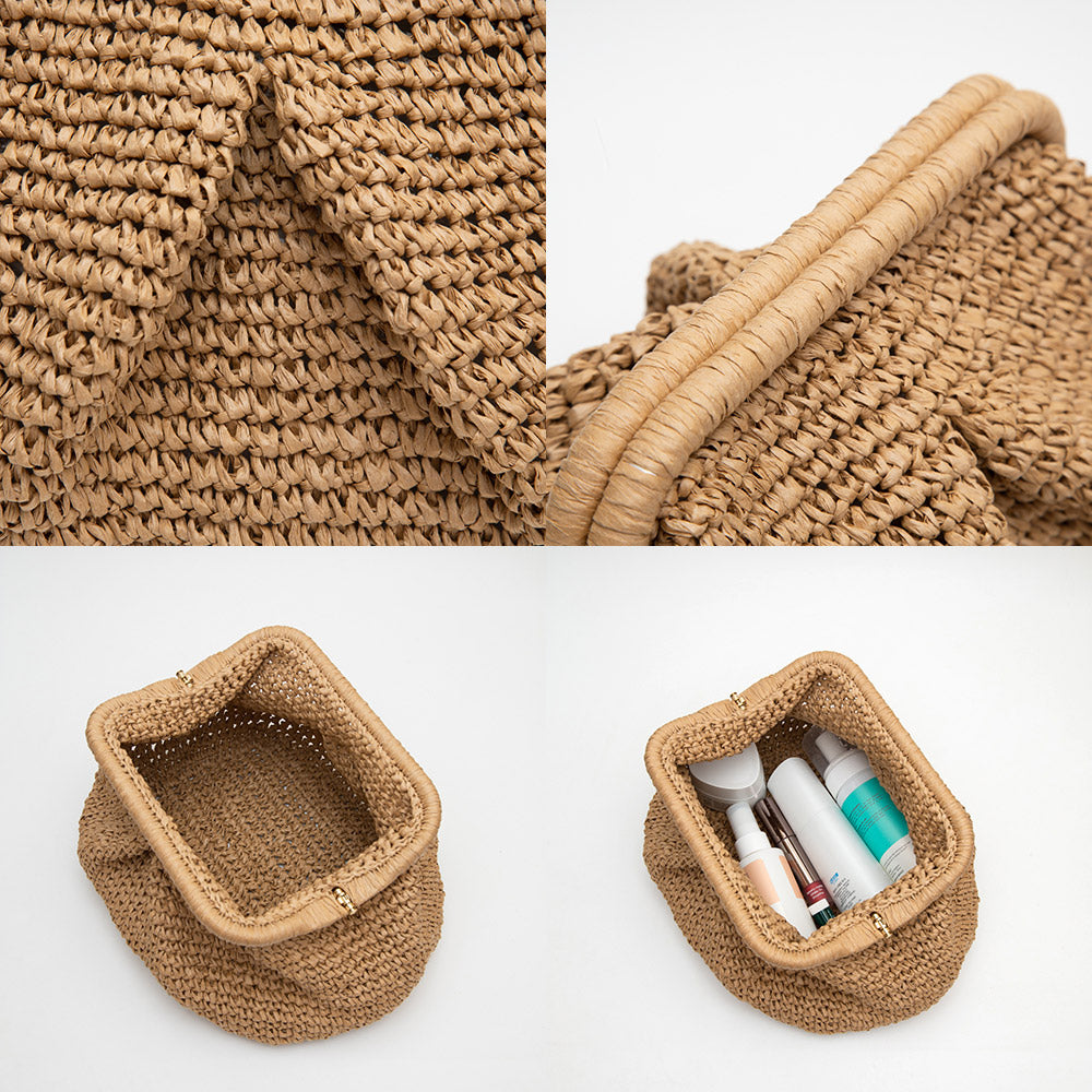 Raffia Dumpling Pouch Bag