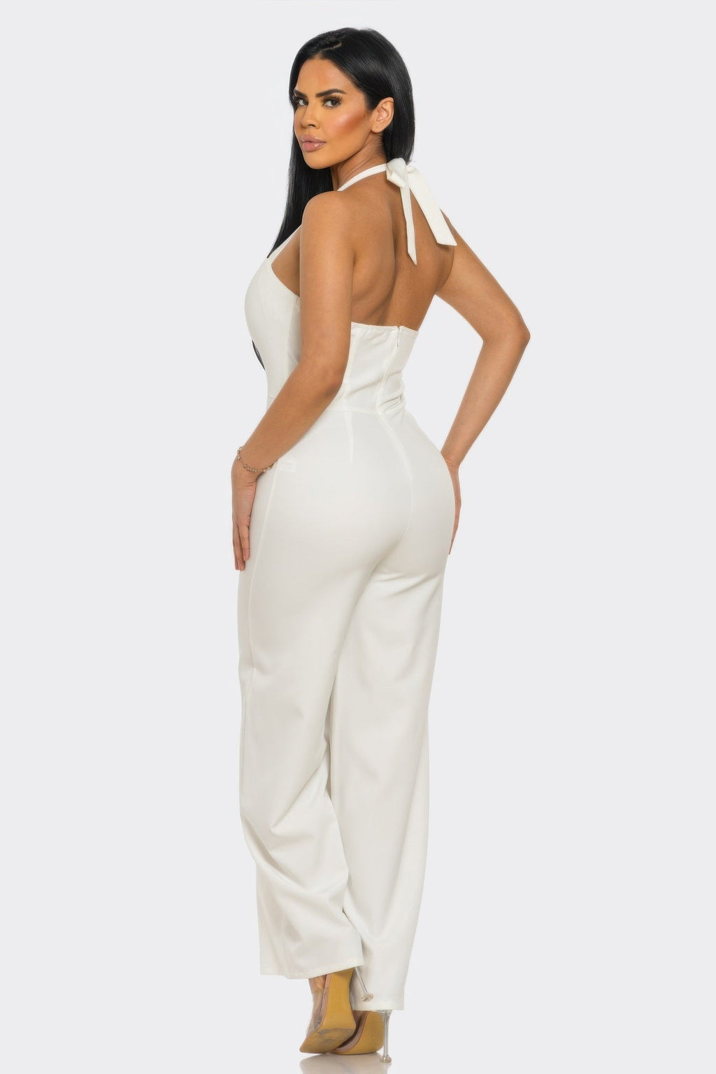 Halter Neck Jumpsuit Whit Back Zipper