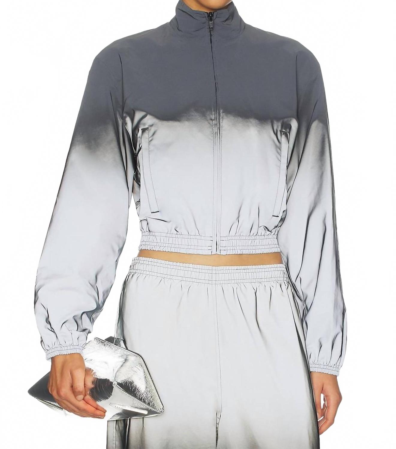 Reflective Shrunken Track Jacket In Metalic Silver/black