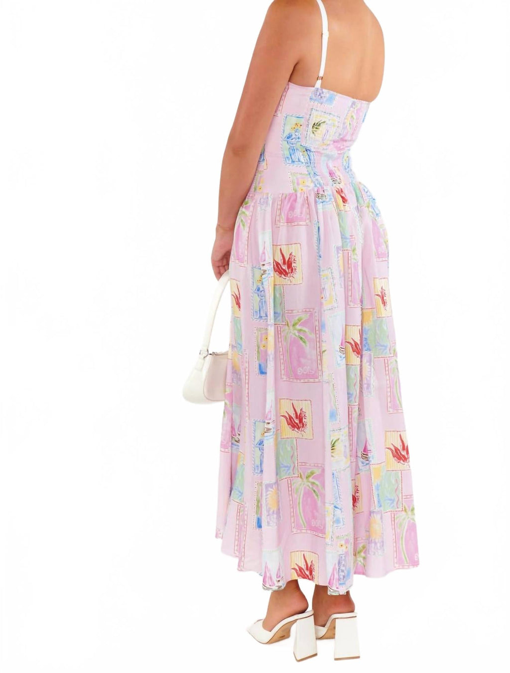 Hepburn Midi Dress In Summer Soleil Linen