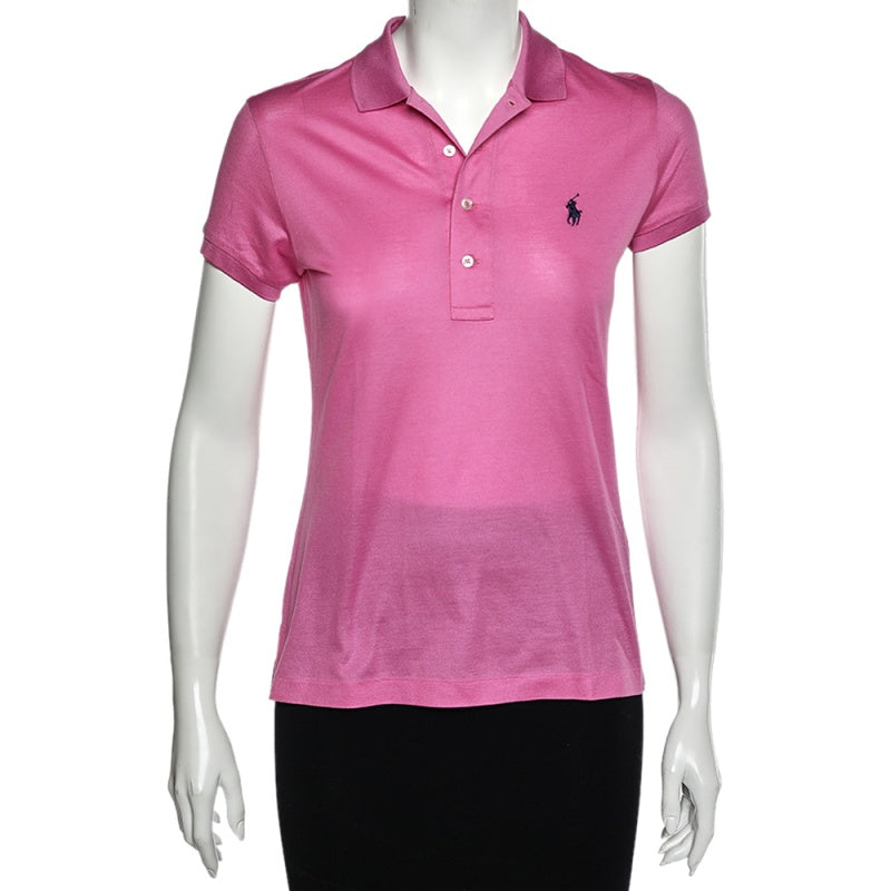 Ralph Lauren Pink Cotton Pique Short Sleeve Polo T-Shirt