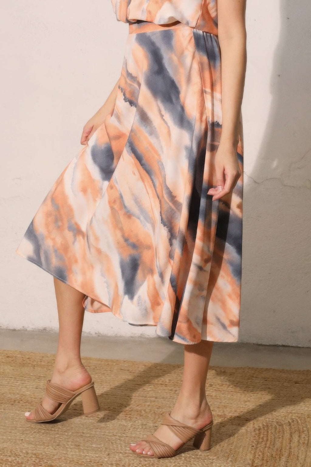 Cloud Tie Dye Midi Swing Skirt