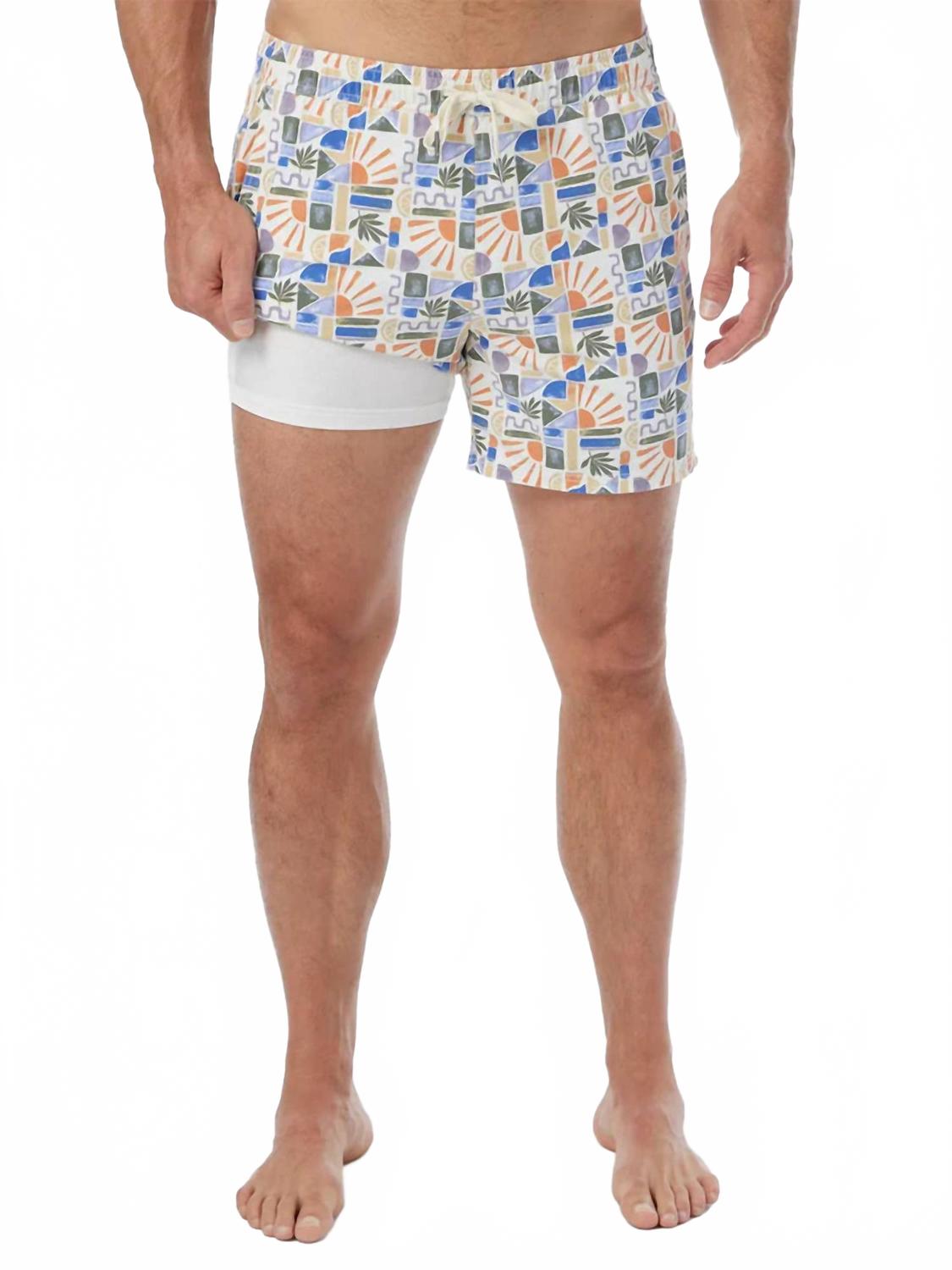 Bungalow Swim Trunks In Beach Sun Tile