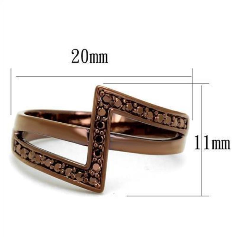 IP Coffee light Brass Ring with AAA Grade CZ in Light Coffee
