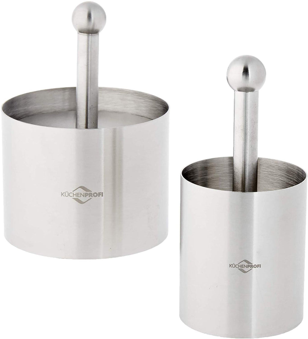 Kuchenprofi Stainless Steel 6-Piece Food Mold Forming Rings with Tamper/Pushers, Silver