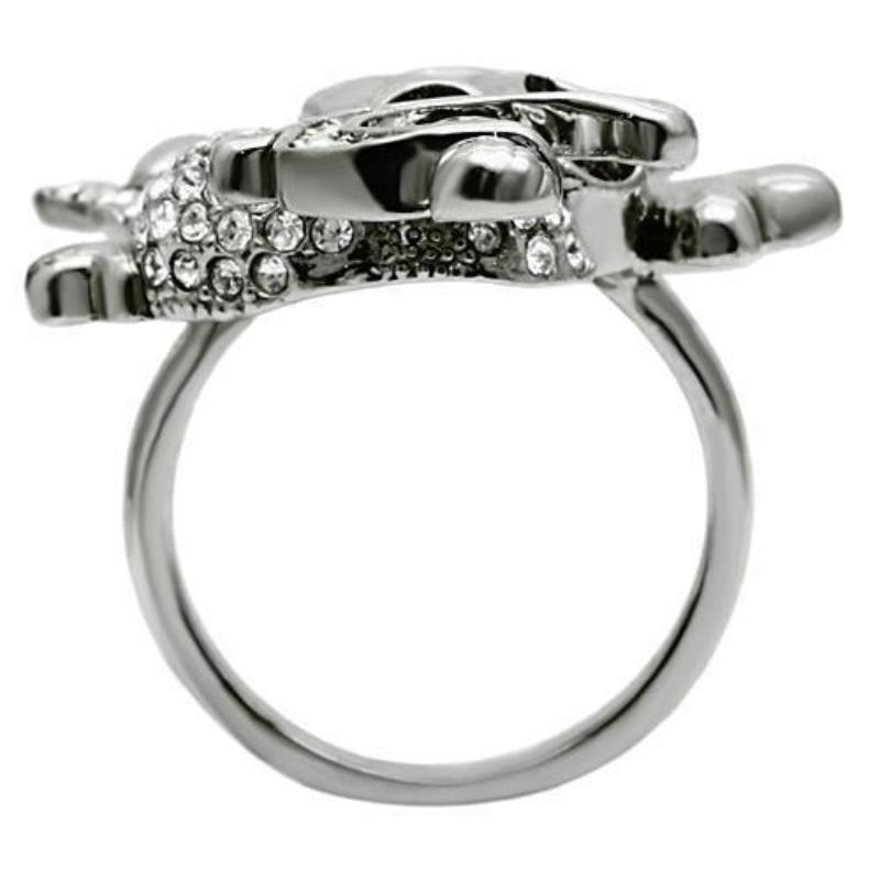 Ruthenium White Metal Ring with Top Grade Crystal in Clear
