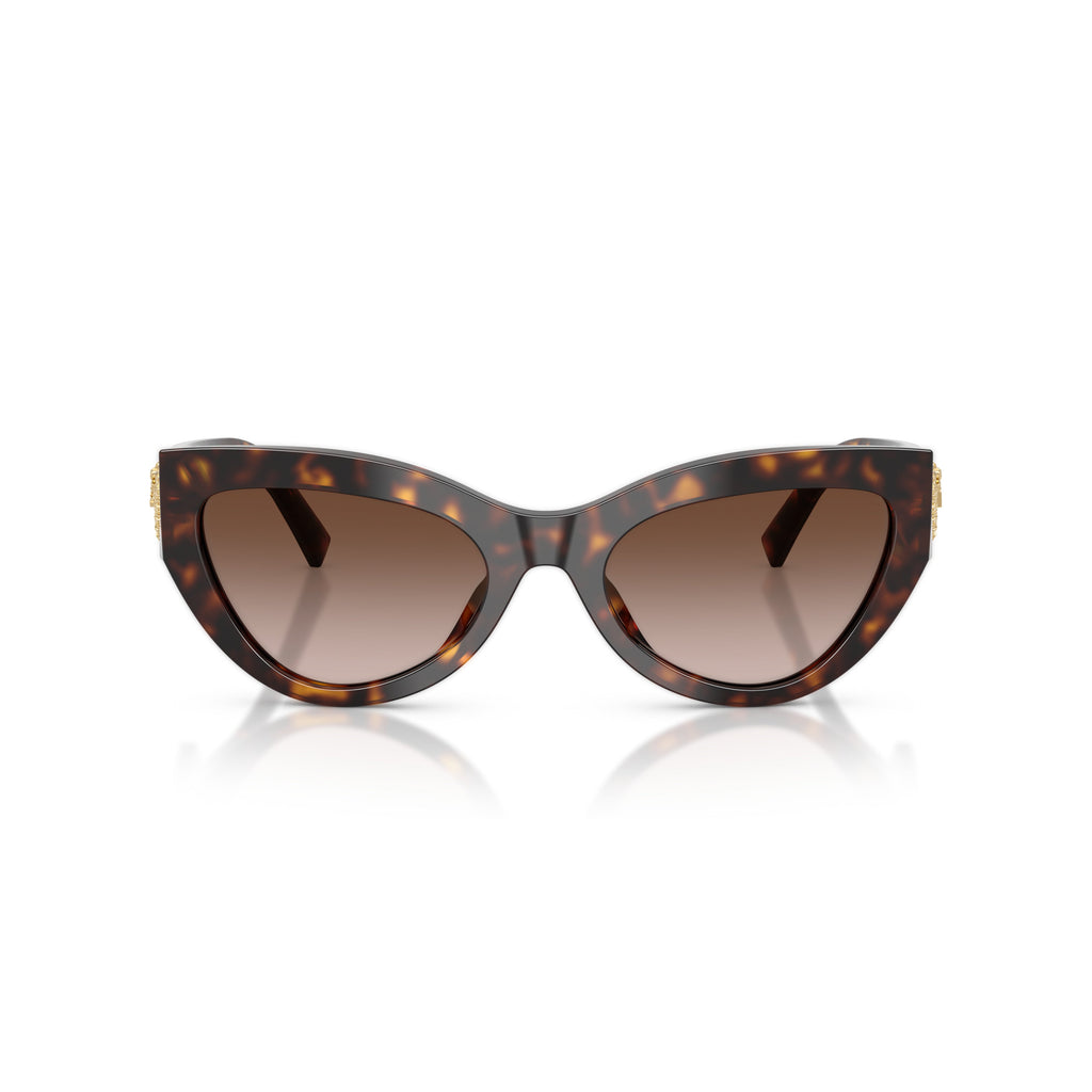 Cat-Eye Sunglasses With Tortoiseshell Frame And Gold Embellishments