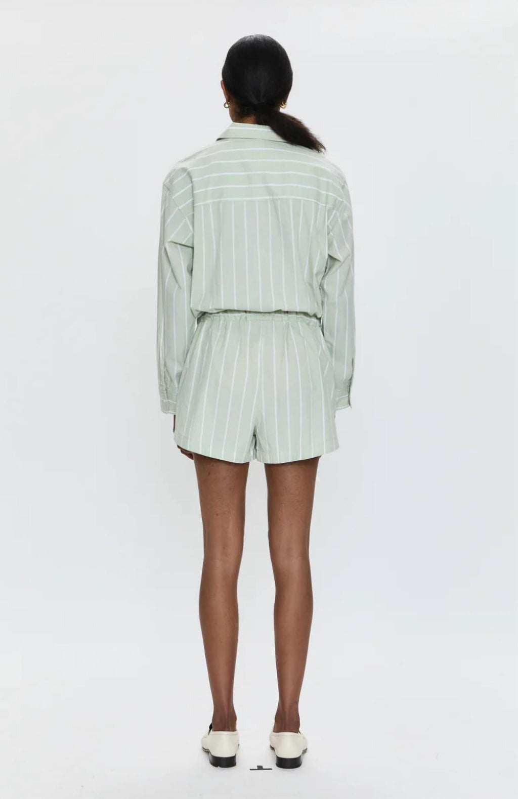 Amelie Romper In Pistachio Stripe