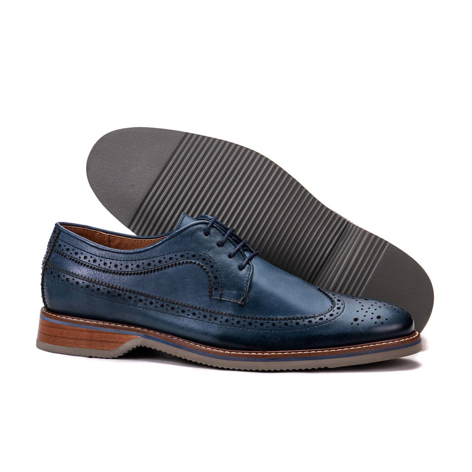 Men's Brasilia Leather Derby Shoes In Blue