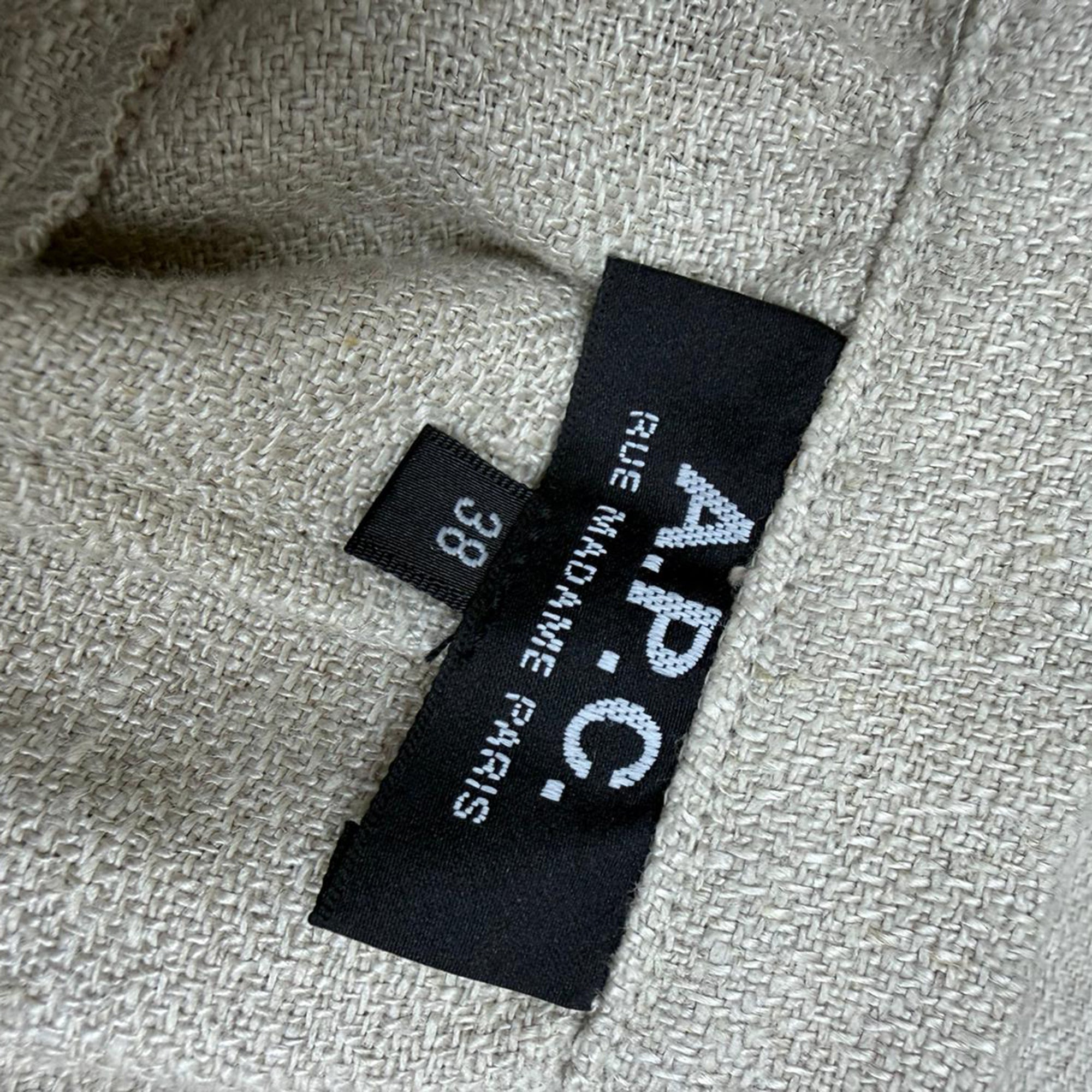 A.P.C. Button-Down Mini A-Line Skirt in Beige Linen