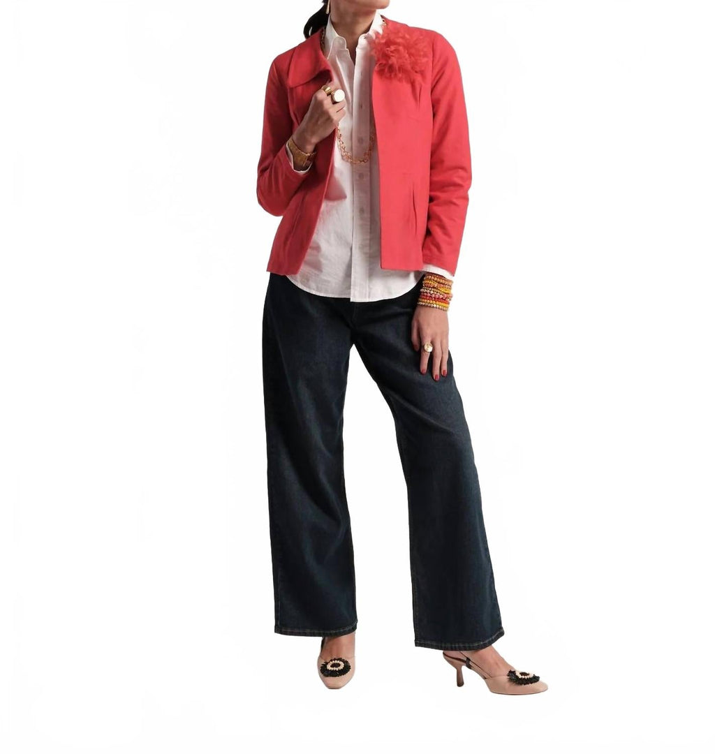 Elle Lined Blazer In Red