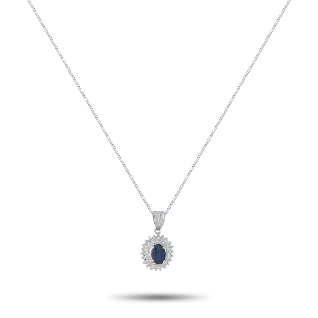 LB Exclusive Platinum 0.22ct Diamond and Sapphire Pendant Necklace MF06-041426