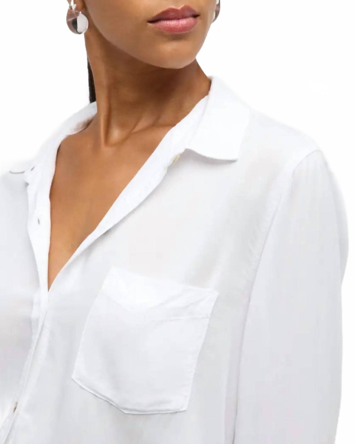 Wren Button Front Shirt In White