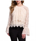 Tiered Blouse With Lined Body In Moonstone