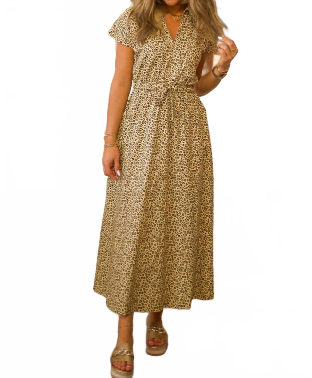 Open Back Maxi Dress In Leopard