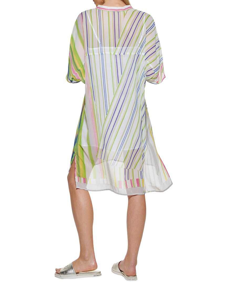 DKNY Printed V-Neck Dress
