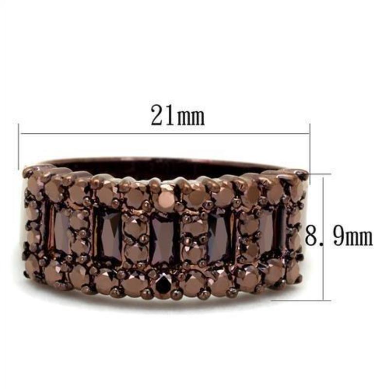 IP Coffee light Brass Ring with AAA Grade CZ in Light Coffee