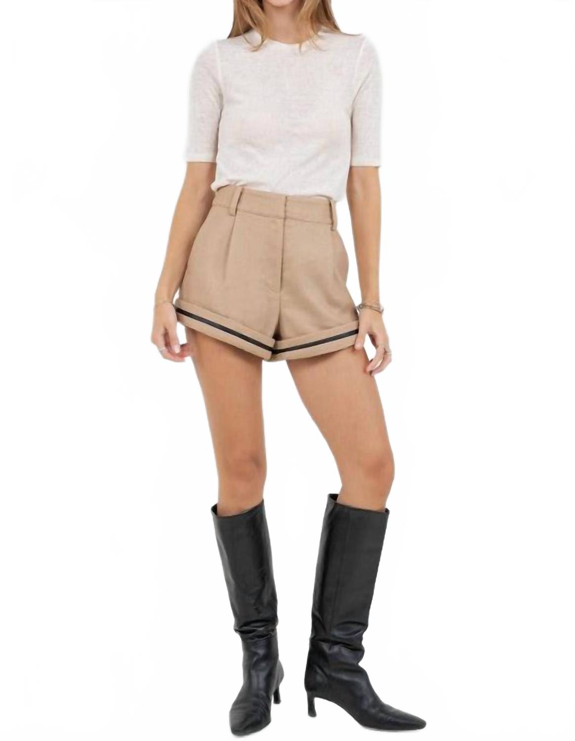 Structured Woven Shorts In Beige
