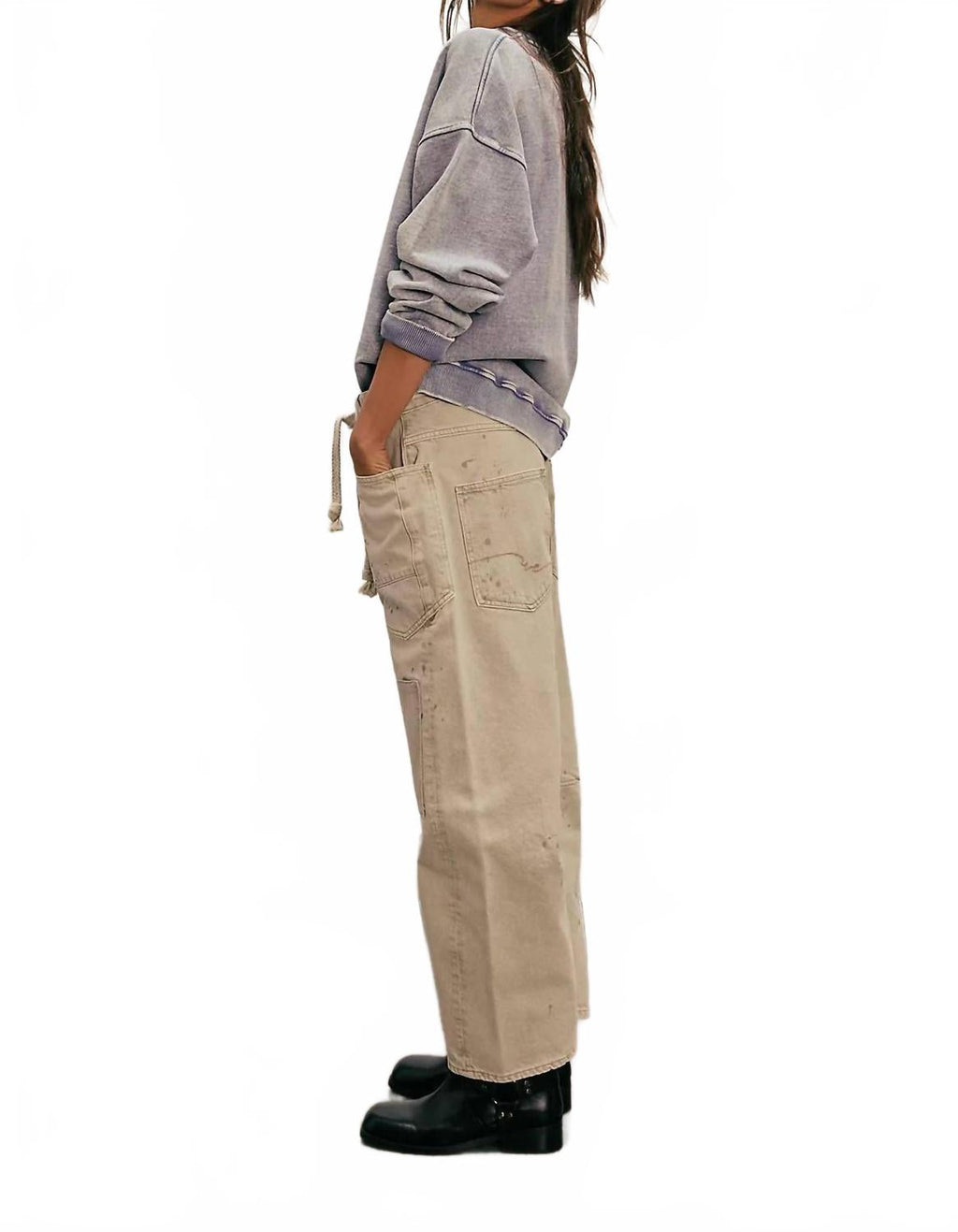 Moxie Low Slung Pull On Barrel Pants In Jetty