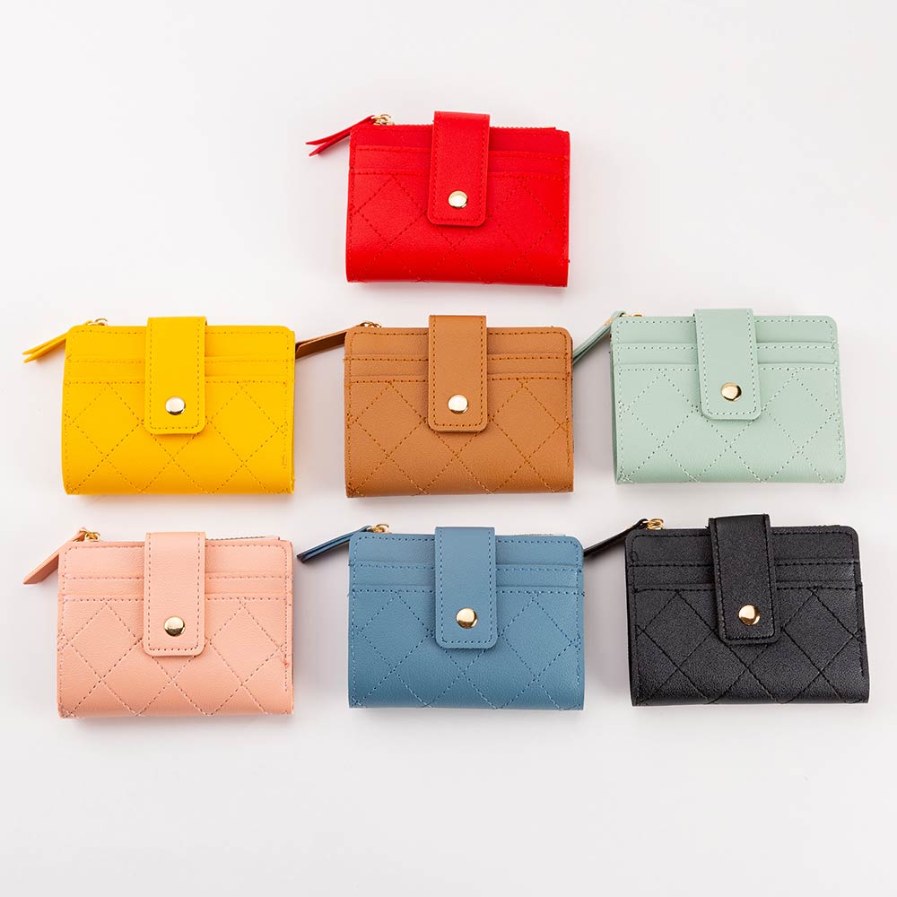 Faux Leather Compact Quilted Flat Wallet