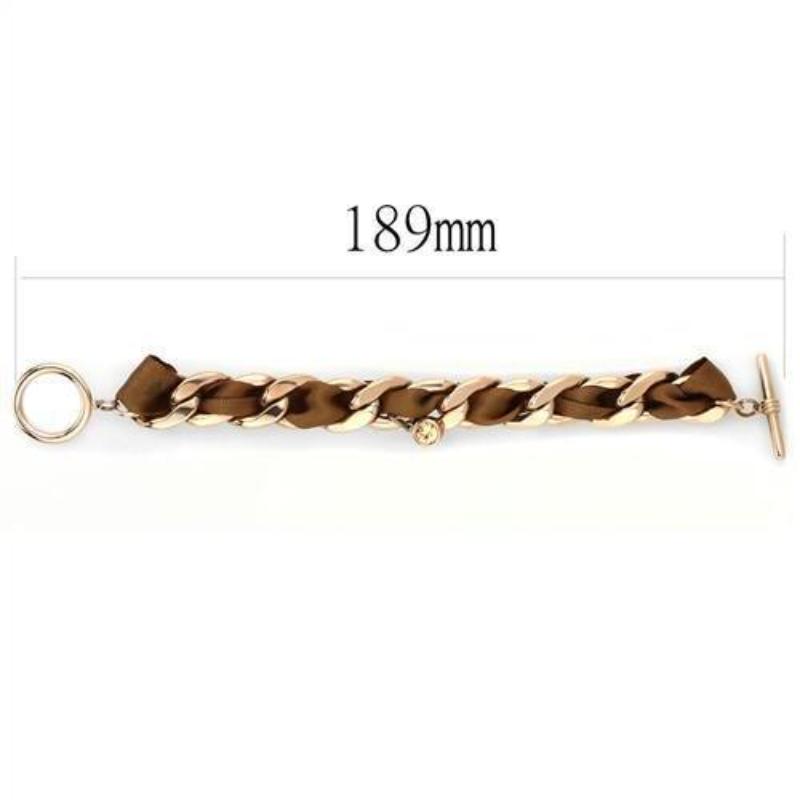 IP Rose Gold(Ion Plating) Stainless Steel Bracelet with Top Grade Crystal in Light Peach