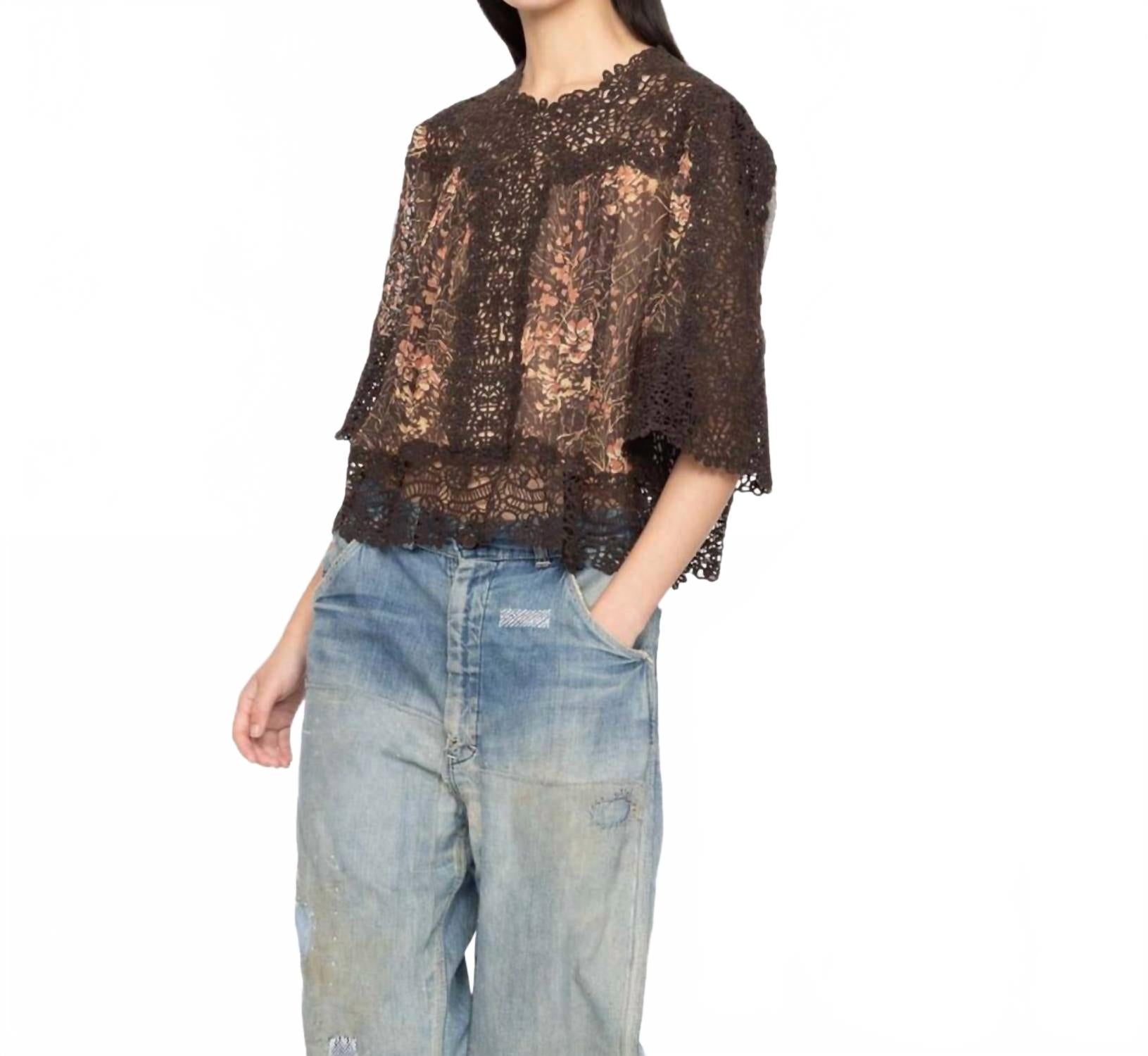Luisa Print Top In Brown