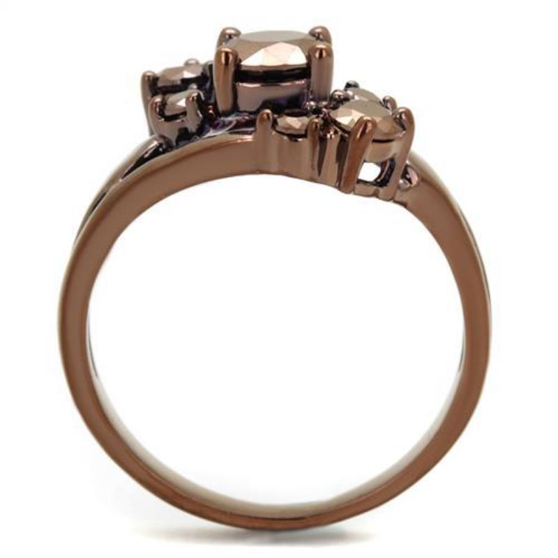 IP Coffee light Brass Ring with AAA Grade CZ in Light Coffee