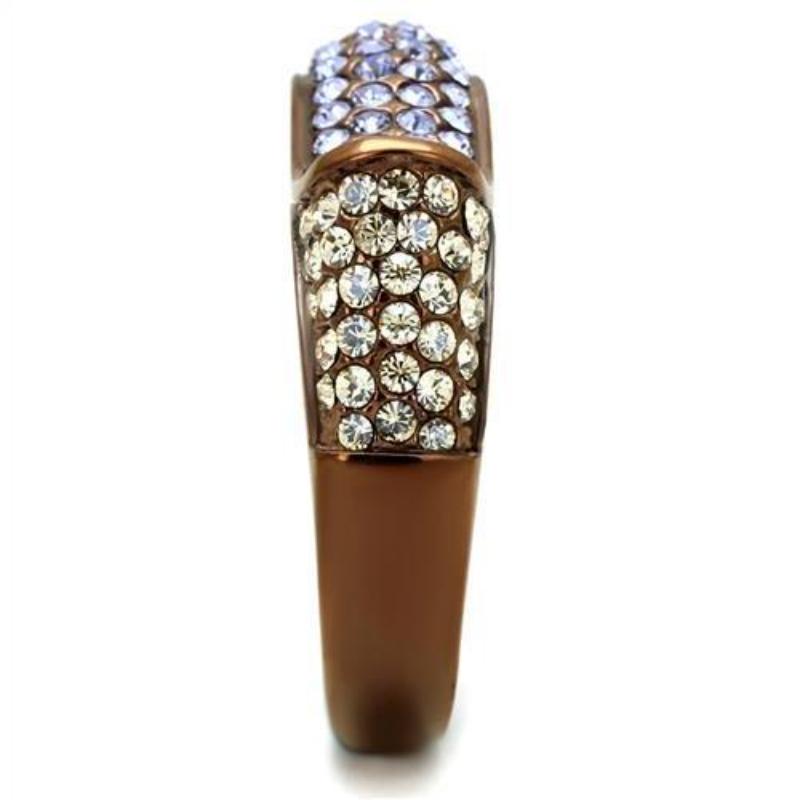 IP Coffee light Stainless Steel Ring with Top Grade Crystal in Multi Color
