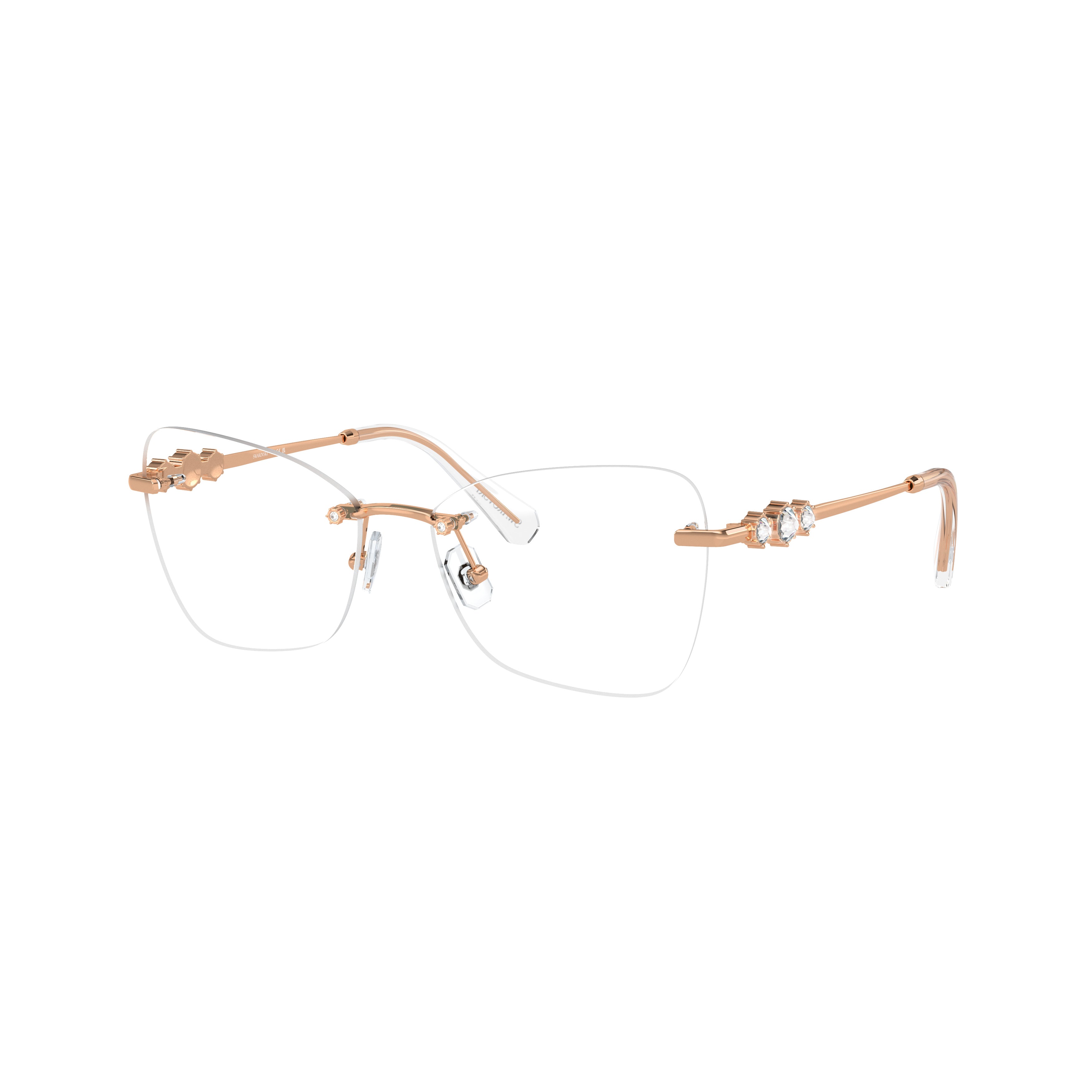 Rimless Eyeglasses With Gold-Toned Metal Temples And Crystal Embellishments