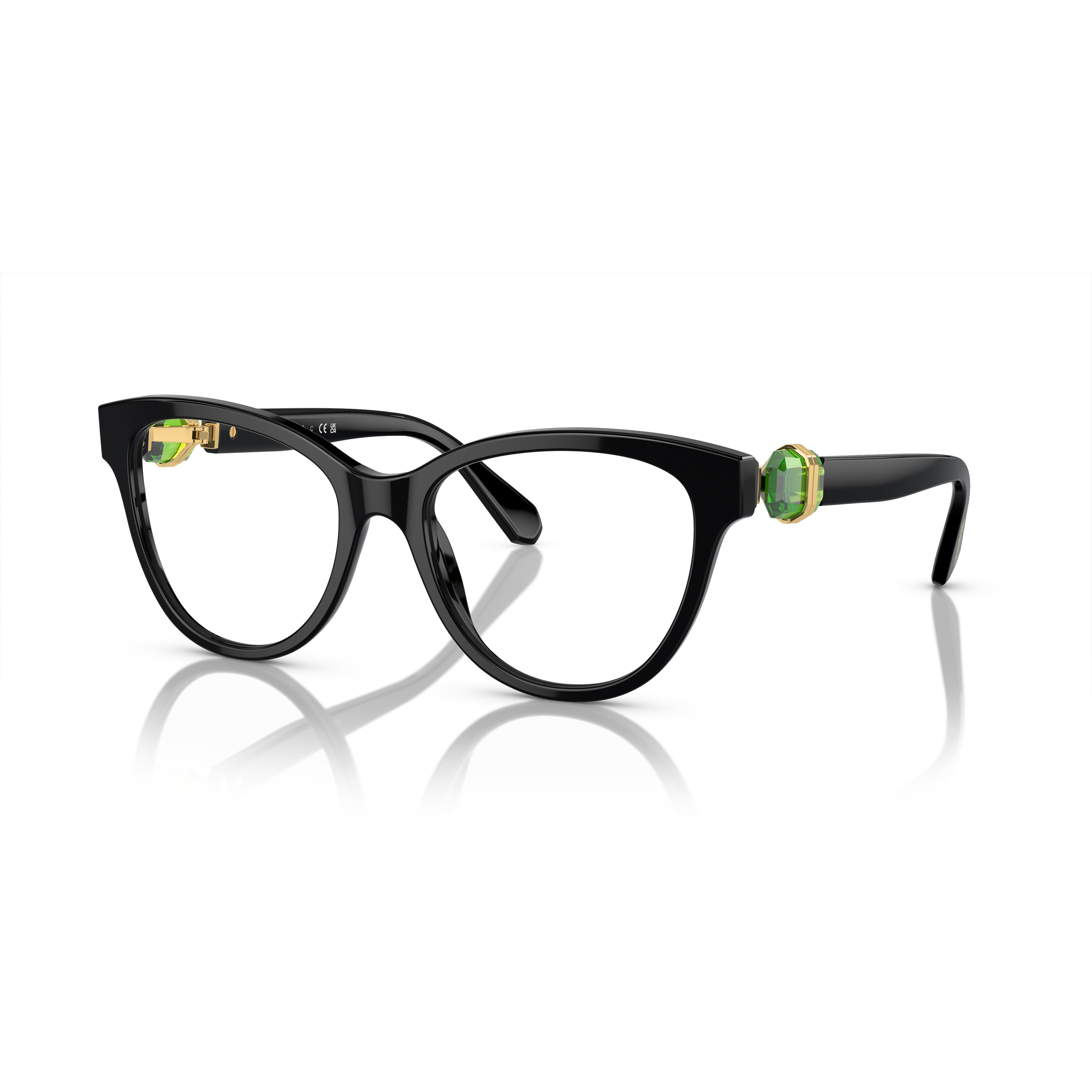 Cat-Eye Sunglasses With Green Crystal Accents