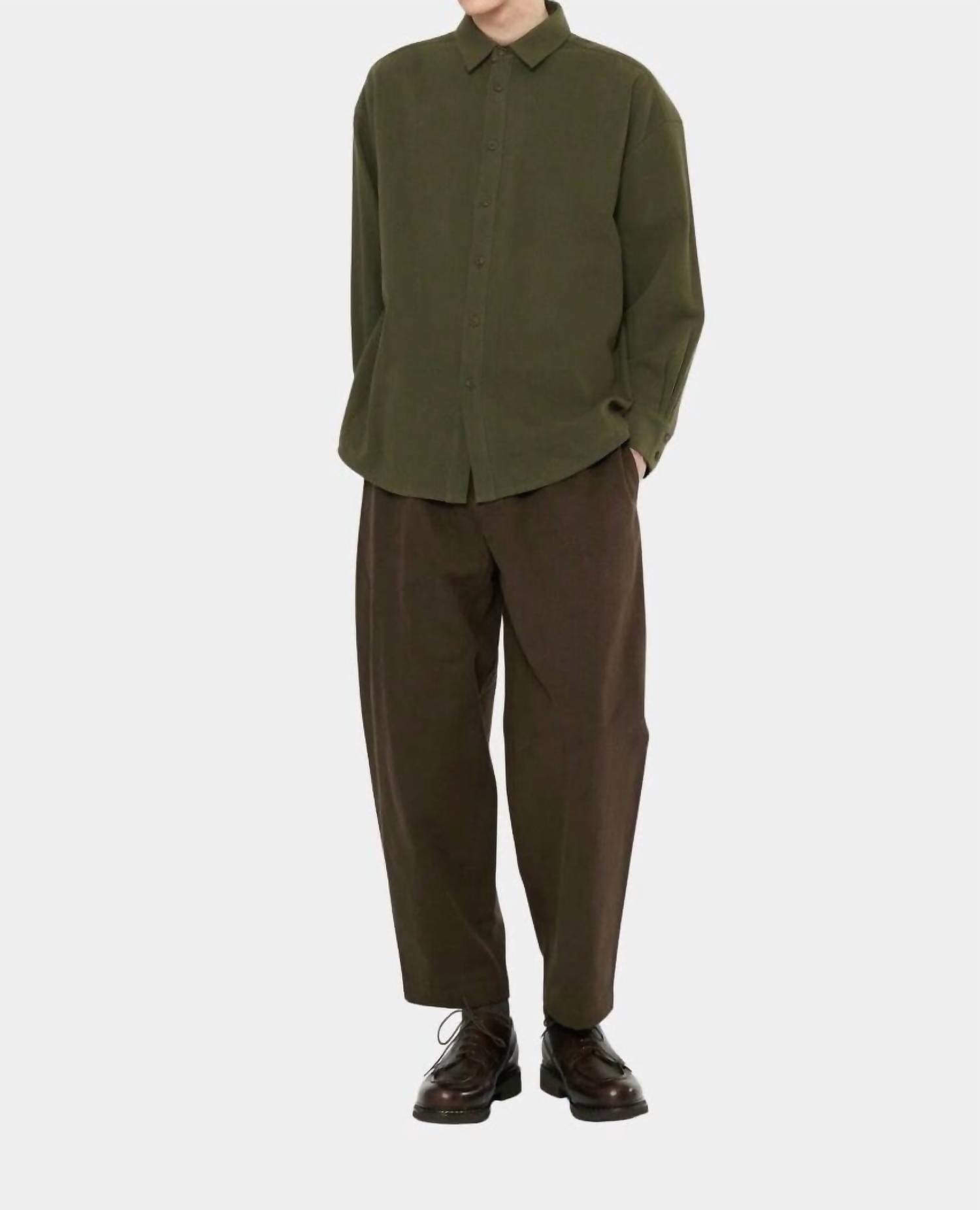 Signature Elastic Pull-Up Trousers In Taupe Brown