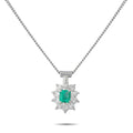 LB Exclusive Platinum 0.20ct Diamond and Emerald Pendant Necklace MF26-041326